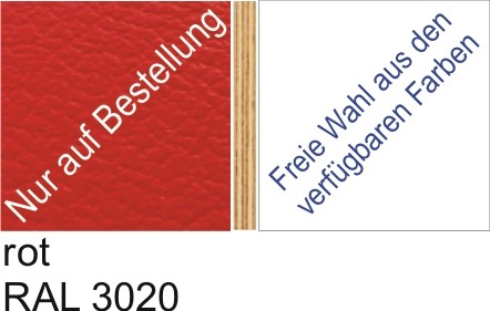 Großplatte 245 x 125 cm Farbe rot - (andere Seite nach Wahl)